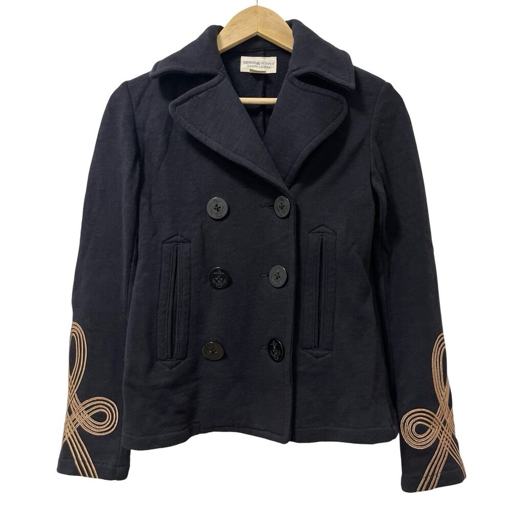 VTG Denim‎ & Supply Ralph Lauren Double Breasted Military Jacket Blazer Size S